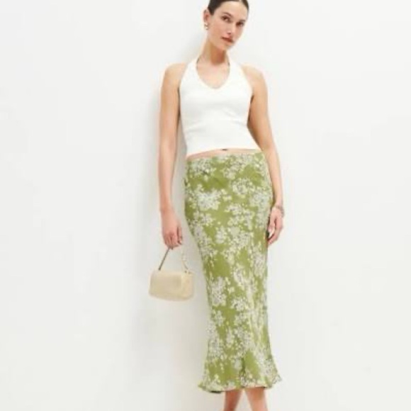 Reformation Olive Floral Pencil Skirt - Picture 1 of 7